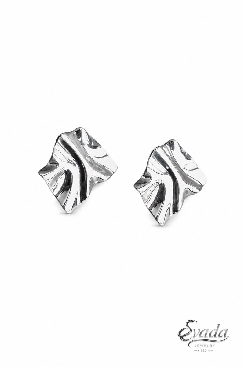 EVADA Jewelry 925 Sterling Zilver Oorstekers – Abstract Organisch Design – Minimalistische Dames Oorbellen