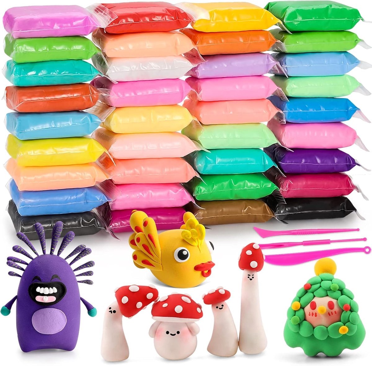 carmdering - Luchtdrogende Klei - Modelleerklei - Knutselklei - 36 kleuren, niet-giftig, veilig, droogt vanzelf, geen oven - Voor kinderen & beginners - Stimuleert creativiteit en motoriek - Perfect knutselcadeau