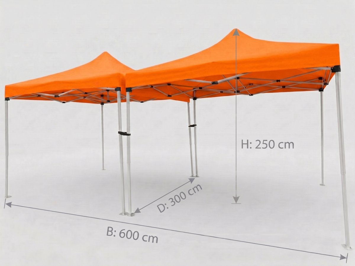VDD - Partytent Easy Up - Paviljoen - Opvouwbaar Draagbaar - Evenementen Tent - Camping - Waterdicht - Met Draagtas - Oranje - 3 x 6m - set van 2