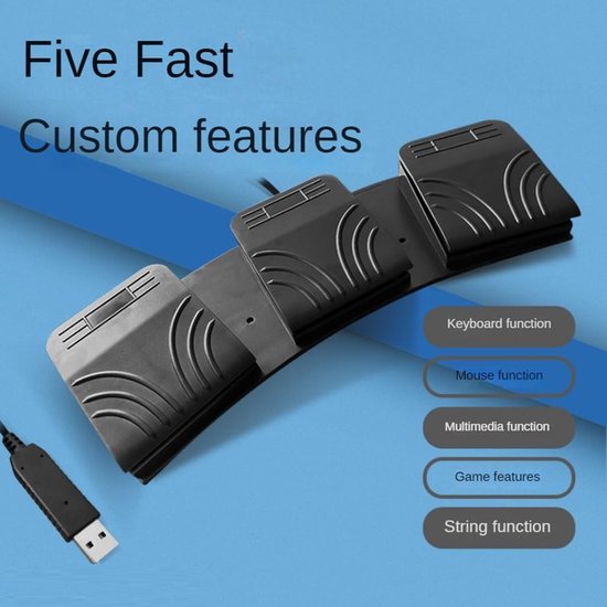 USB Voetschakelaar - Computervoetpedaal - Computer Bediening - Programmeerbare Functies - Niet gespecificeerd - Zwart van Merkloos — afbeelding 3