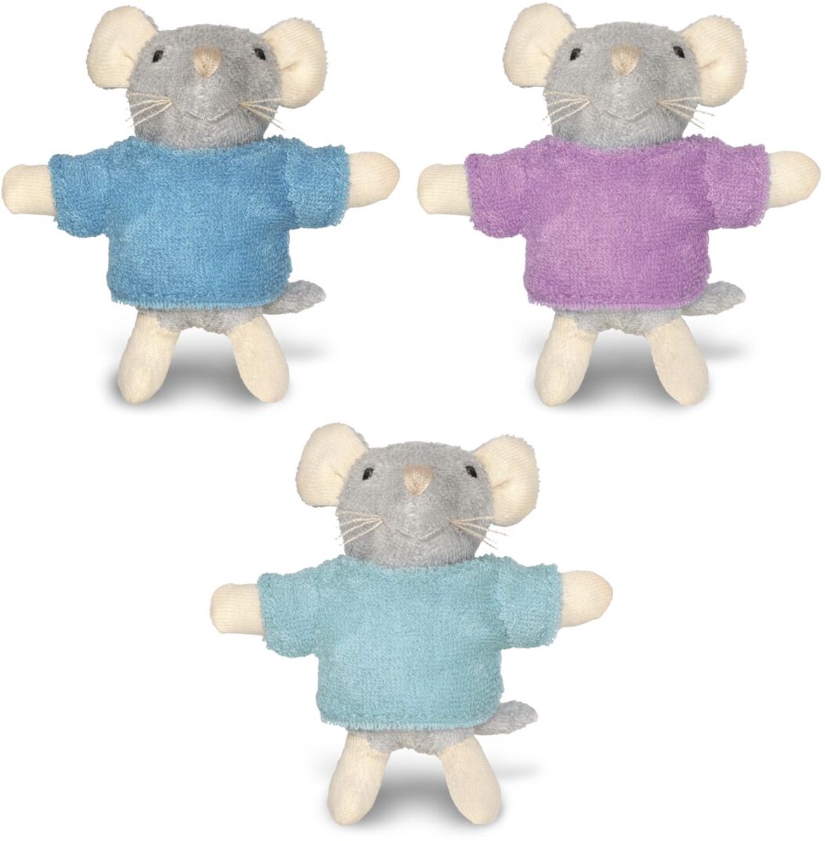 Sam & Julia Het Muizenhuis Pluche knuffeldrieling - Speelgoed kinderen - 8 cm - Voor meisjes en jongens - Vanaf 1 jaar - Bambolino Toys