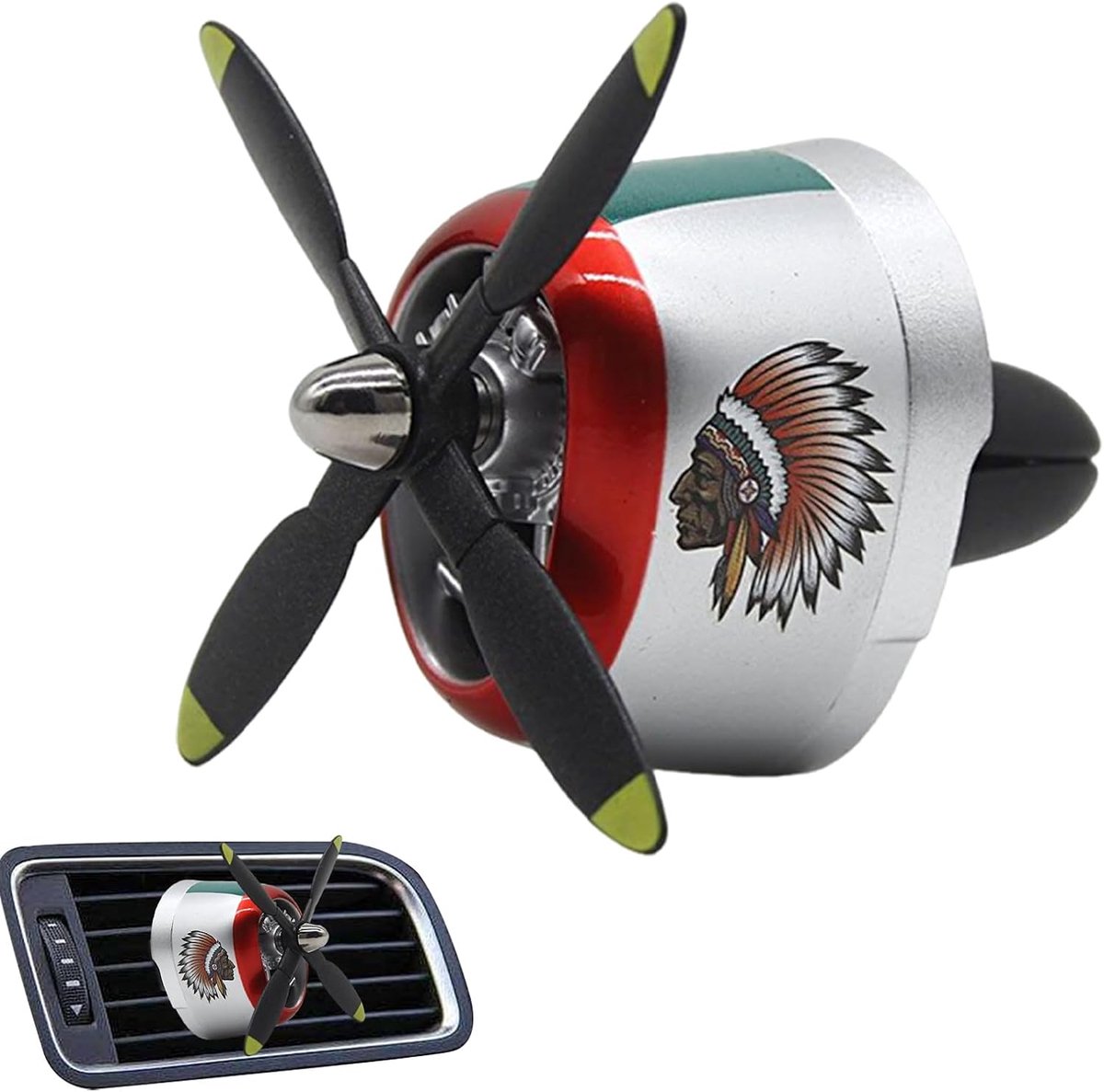 Auto Luchtverfrisser Vliegtuig - Geur Diffuser Auto - Voertuig Interieur Verfrissen - Roterende Propeller - 5.2 cm - Zilver