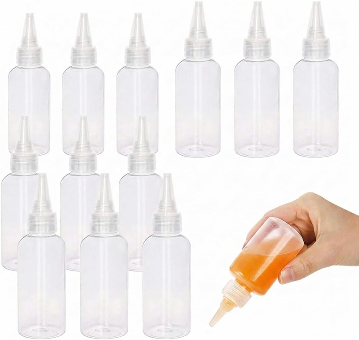 carmdering - Doseerfles -Doseerflessen set - 12x stuks - 100 ml - kunststof - knijpflessen - Geschikt voor knutselprojecten, verf en lijm