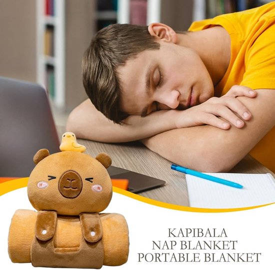 Kinderen slaapmat - Deken mat - Comfortabel slapen - Charmante capybara vorm - 170 x 100 cm - Bruin — afbeelding 4