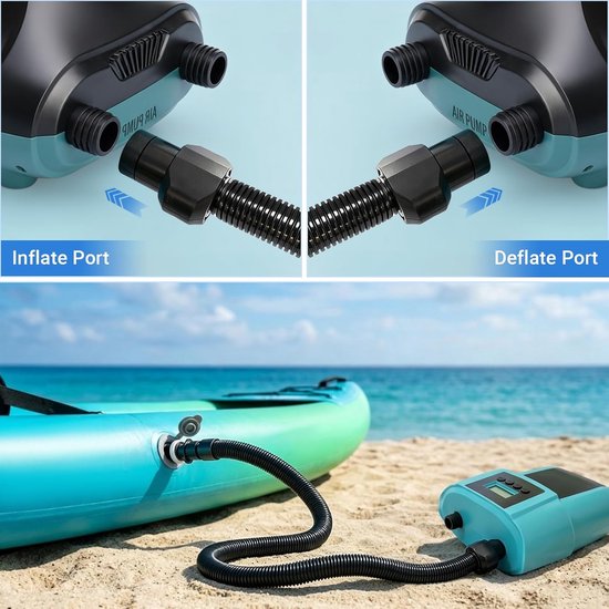 Ventieladapter Set - Opblaas Adapter - Watersport Accessoires - Universele Mondstukken - 1 Meter Slang - Zwart — afbeelding 5