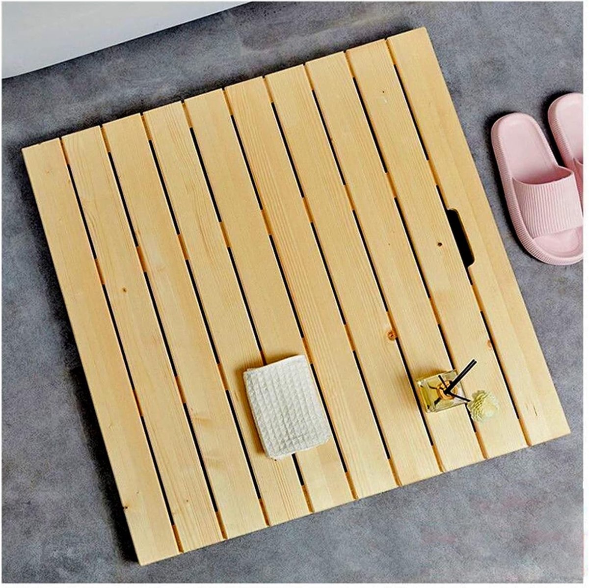 Douchebak Bamboe - Badmat Hout - Badkamer Decoratie - Natuurlijk Antislip Ontwerp - 75 x 7
