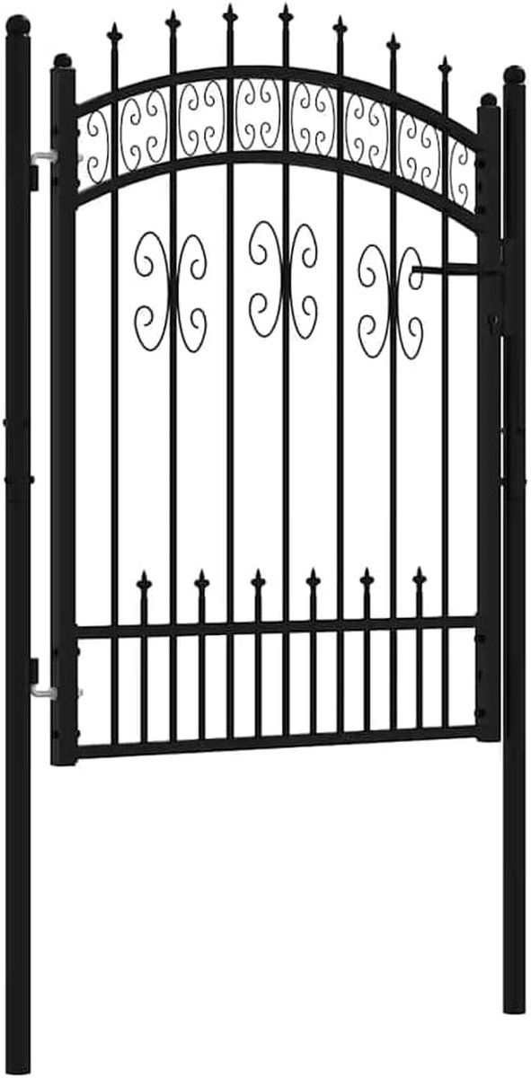 Tuinpoort - Hekpoort - Buiten Toegang - Gepoedercoat Staal - 103 x 175 cm - Zwart