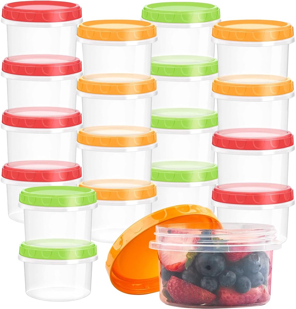 18 stuks - Snackbewaarcontainers - Herbruikbare plastic bewaarcontainers - Stapelbare afsluitbare containers - Met deksels - 250 ml - Geschikt voor vaatwasser, magnetron en vriezer