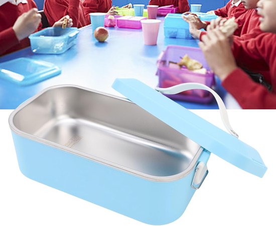 Geïsoleerde Koelbox - Lunchbox Roestvrij Staal - Buiten Kamperen - Langdurig Versheidsslot - 3 Delig - Blauw — afbeelding 4