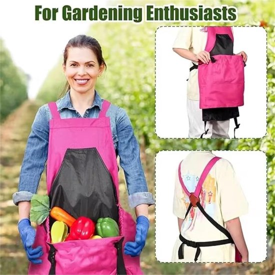 Tuinschort - Buitenplukschort - Tuinschort met zakken - Blauw - 50*60 cm - Verstelbare - Oxford doek - met opvouwbare zak - Moestuin - Oogstzak van Molino Media — afbeelding 2