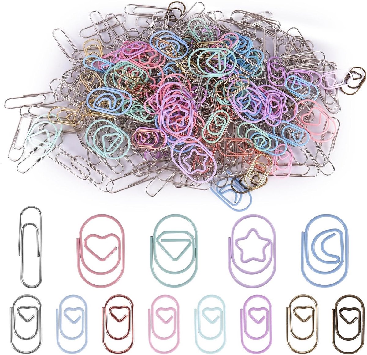 Set van 300 Kleurige Paperclips in Hartvorm en Macaronstijl - Creatieve Mini Paperclips voor Kantoorbenodigdheden en Organisatie