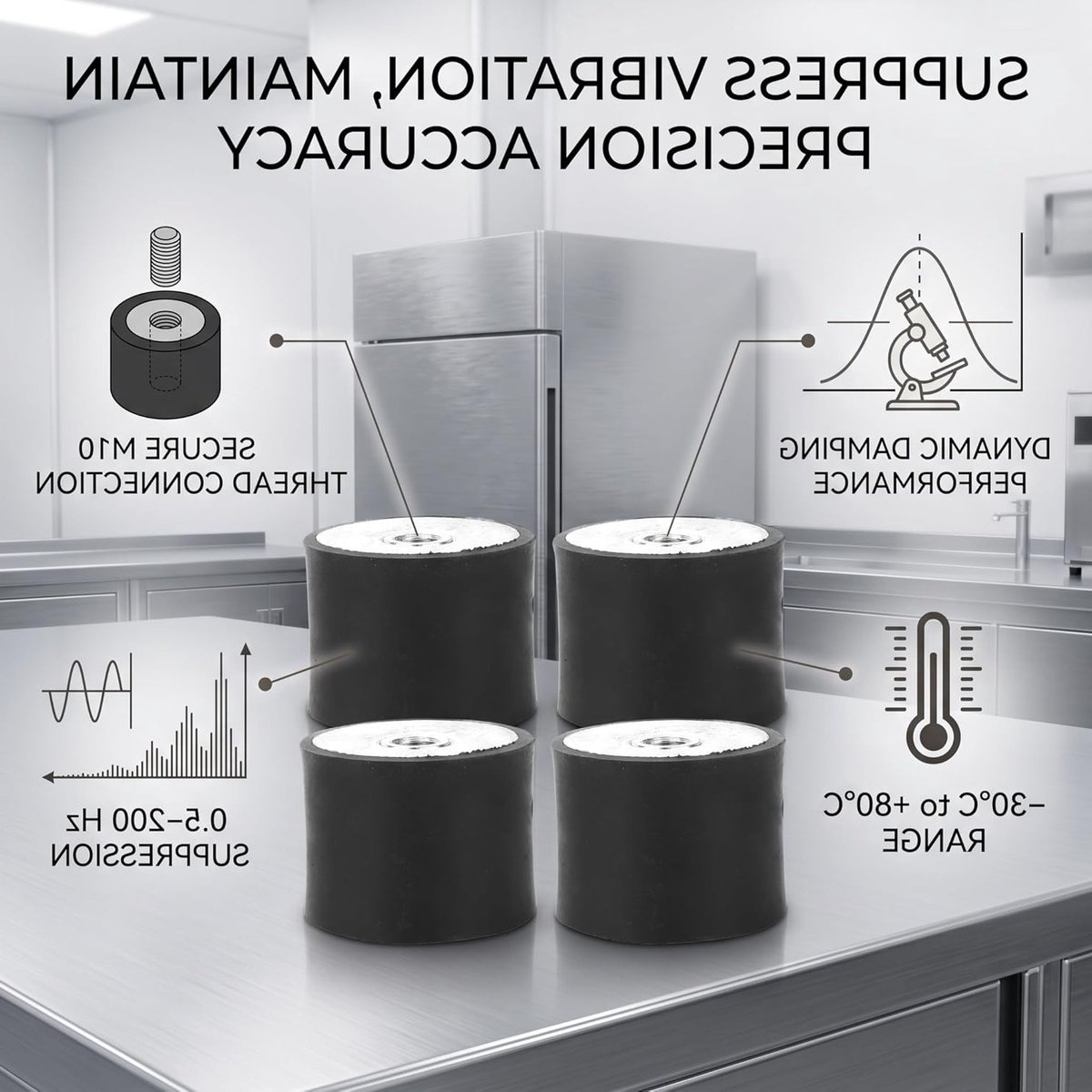 4 Stuks Niet-giftige Cilindrische Antivibratie Isolatoren - Rubber Beugels voor Geluiddemping en Schokabsorptie (DD40 * 30 M10)