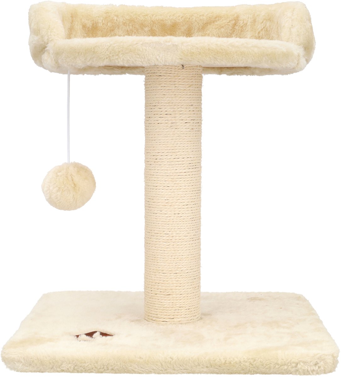 Krabpaal voor Katten met Kattenmand - Kattenspeelgoed - Incl. Speelbal - 35 x 35 x 43 cm - Sisal Touw - Kattenbed - Kattenboom - Kattenpaal met Slaapplek - Kattenhuis Binnen - Kattenmeubel voor Grote en Kleine Katten - Kattentoren - Beige - PetVille – foto 3