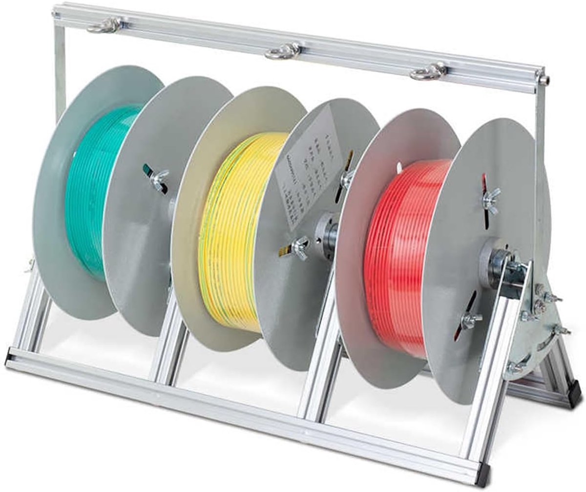 Kabelhaspelhouder Dispenser - Draadspoelrek Organizer - Kabelbeheer - Opvouwbaar Aluminium Frame - Voor 25cm Spoelen - Zilver