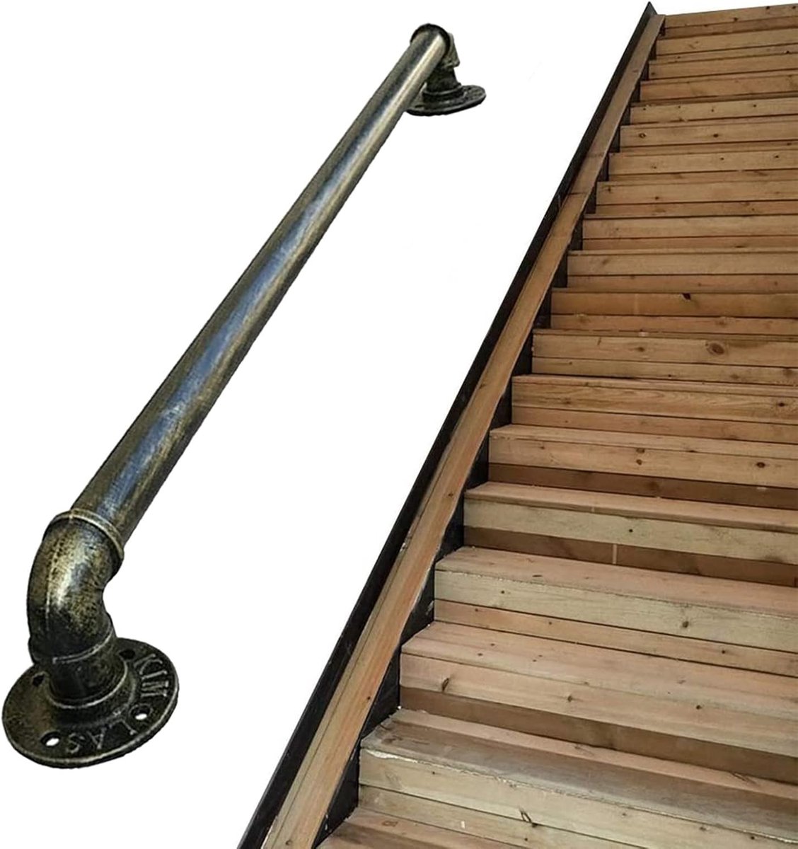 Trapleuning Metaal - Steunleuning Huis - Veilig Traplopen - Antislip Ondersteuning - 2.4 meter - Zwart