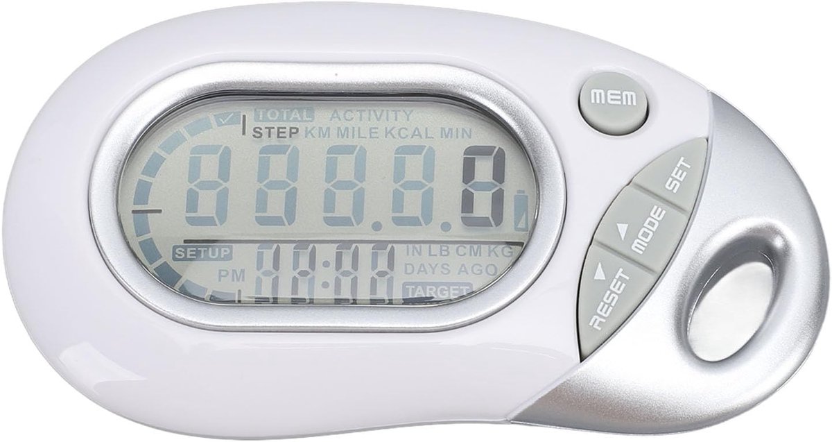 Stappenteller - Pedometer Wandelcomputer - Activiteit Meten - 3D Sensor Nauwkeurig - 9 x 5 x 4 cm - Wit