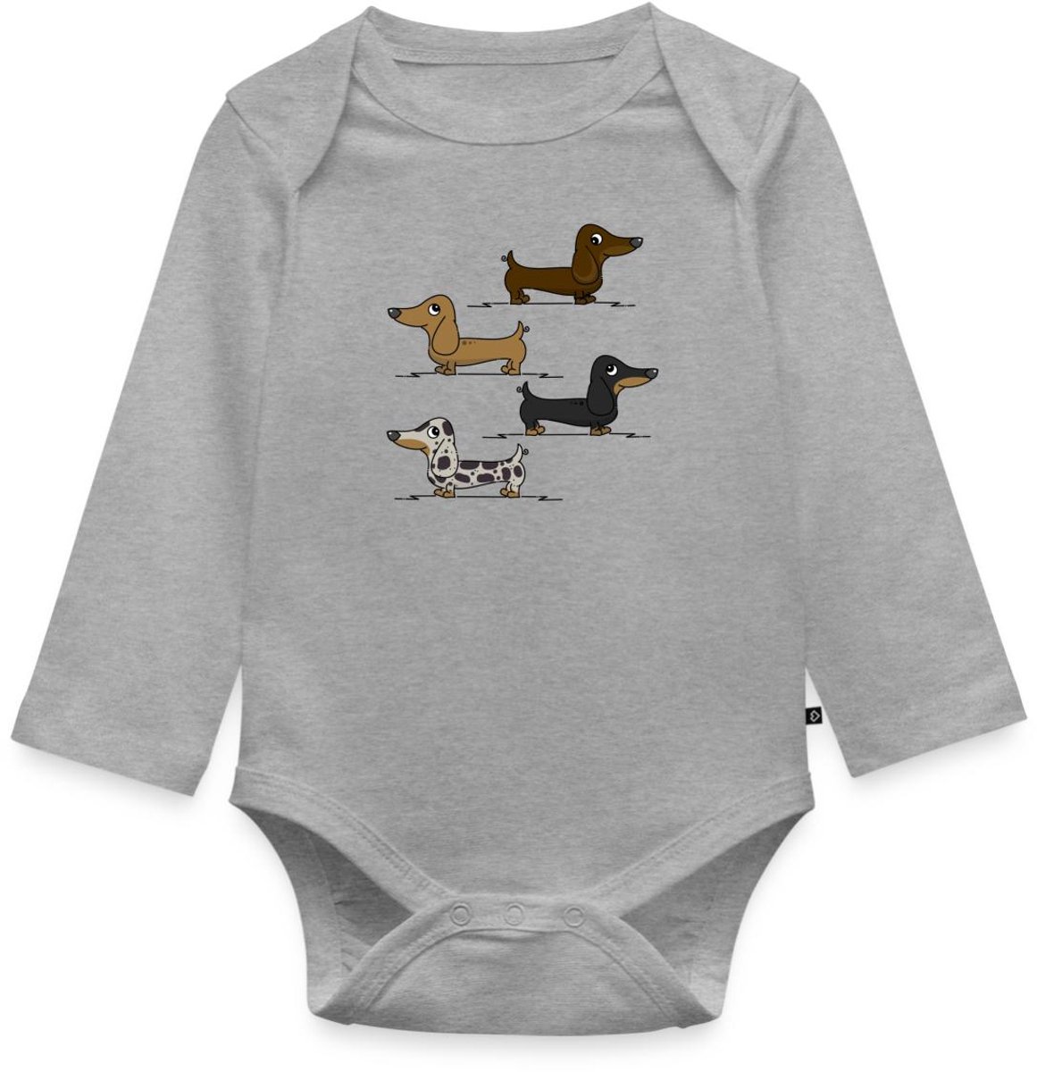 Vier Vrolijke Teckels Cartoon Ontwerp Baby Rompertje Met Lange Mouwen