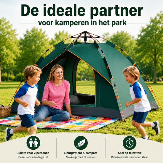 Lifero Camping Tent - Automatisch Pop-up Tent - Easy-up - Kampeertent 2 Persoons - Bijzet Tent - Festival Tent - Vis Tent - Groen van Merkloos — afbeelding 4