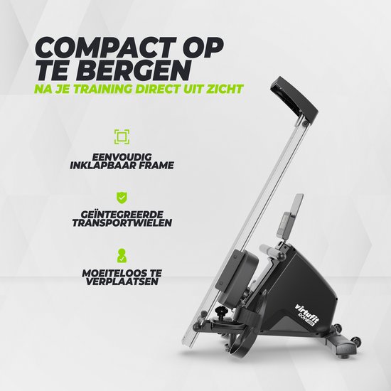 VirtuFit ROW200i Roeimachine - Inklapbaar - 10 weerstandniveaus - Geruisloos - Kinomap & FitShow - LCD Display met Tablethouder - Roeitrainer voor thuis - Roeiapparaat (ROW450)