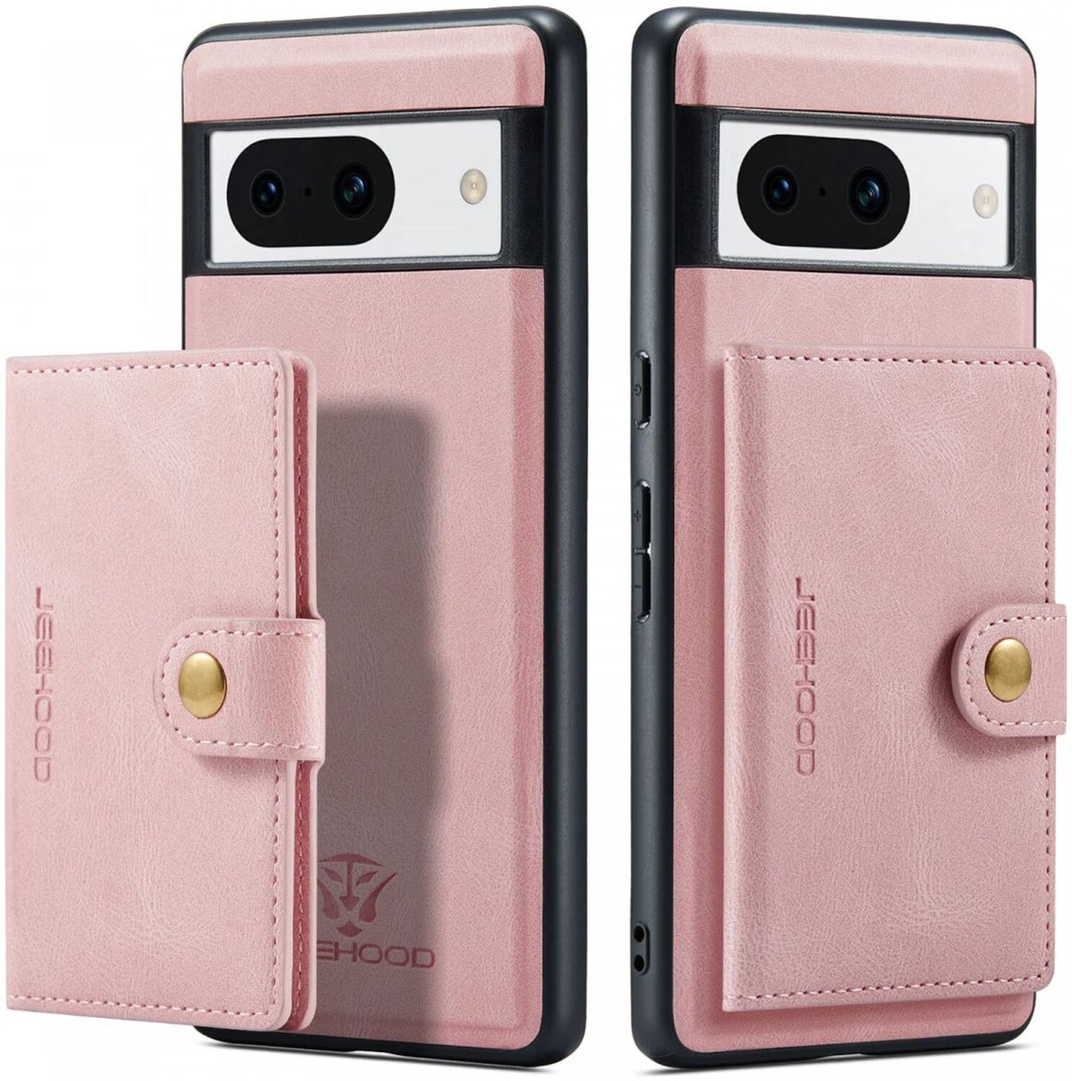 CaseMe JH-01 Hoesje Geschikt voor Google Pixel 8a | Back Cover met Magnetische Kaarthouder | Beschermhoes Pasjeshouder Achterkant | 4 Pasjes en Briefgeld | Roze
