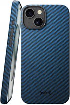 NEKIT Fiber Hoesje Geschikt voor Apple iPhone 15 - Compatibel met MagSafe - High-tech Kevlar Aramidevezels 1500D - Back Cover Ultra Dun - Blauw