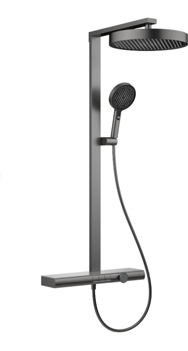 LINEA UNO - Zula - Gun metal - Piano button - Doucheset opbouw - - 201403