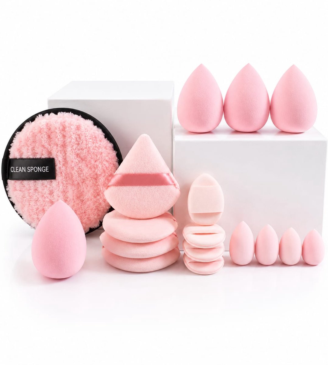 IBORA 17-Delige Beauty Blender Set – Make-up Sponsen, Powder Puffs & Beauty Accessoires