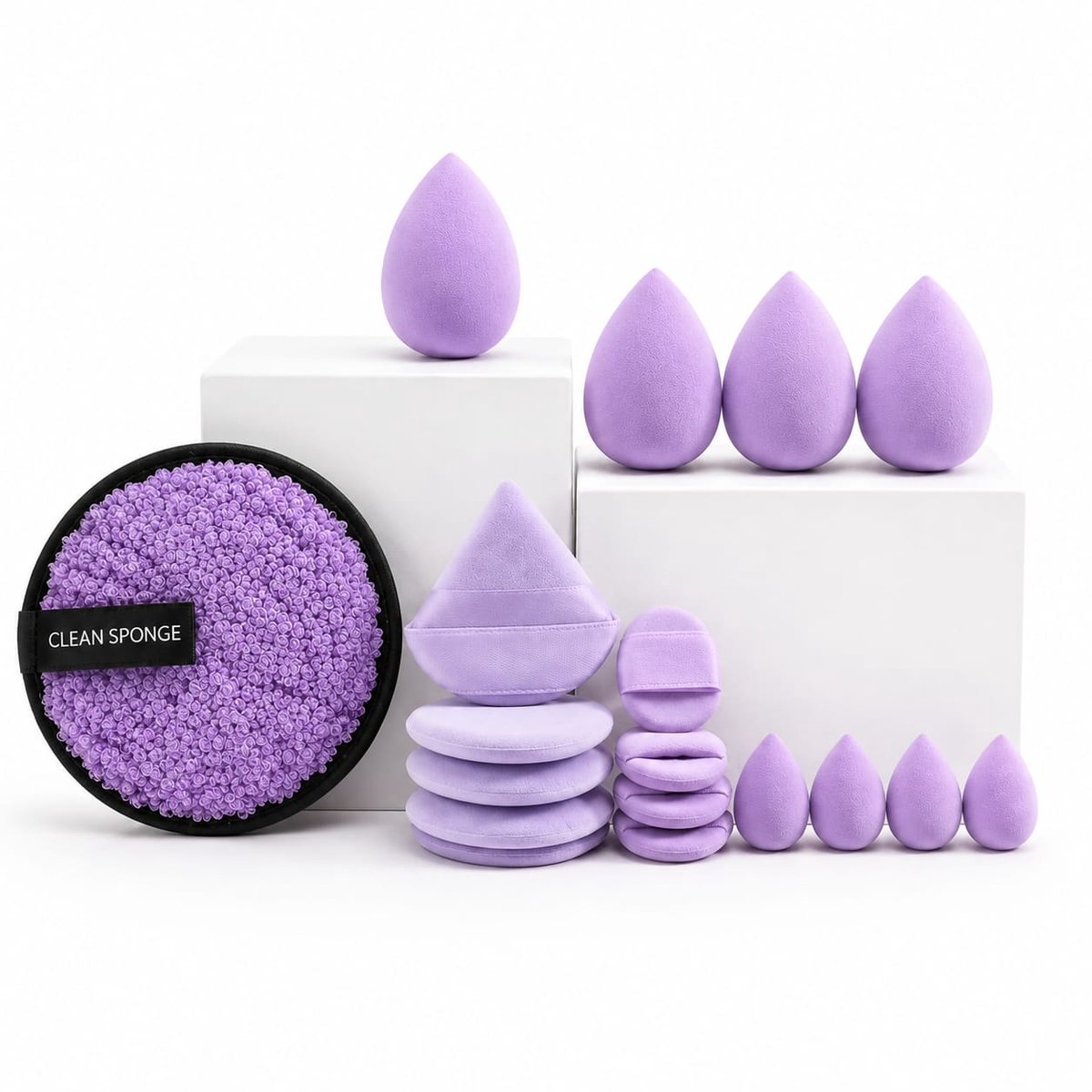 IBORA 17-Delige Beauty Blender Set – Make-up Sponsen, Powder Puffs & Beauty Accessoires