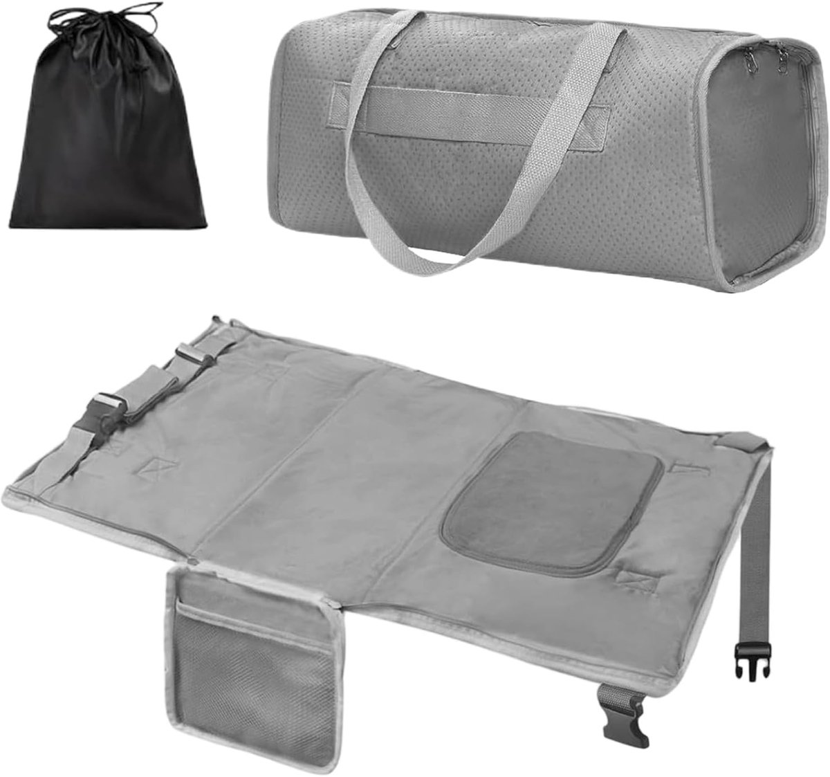 Vliegtuig Bed Peuter - Reis Stoelverlenger - Comfortabel Reizen - Snelle Omzetting 30 Sec - 76x43 cm - Grijs