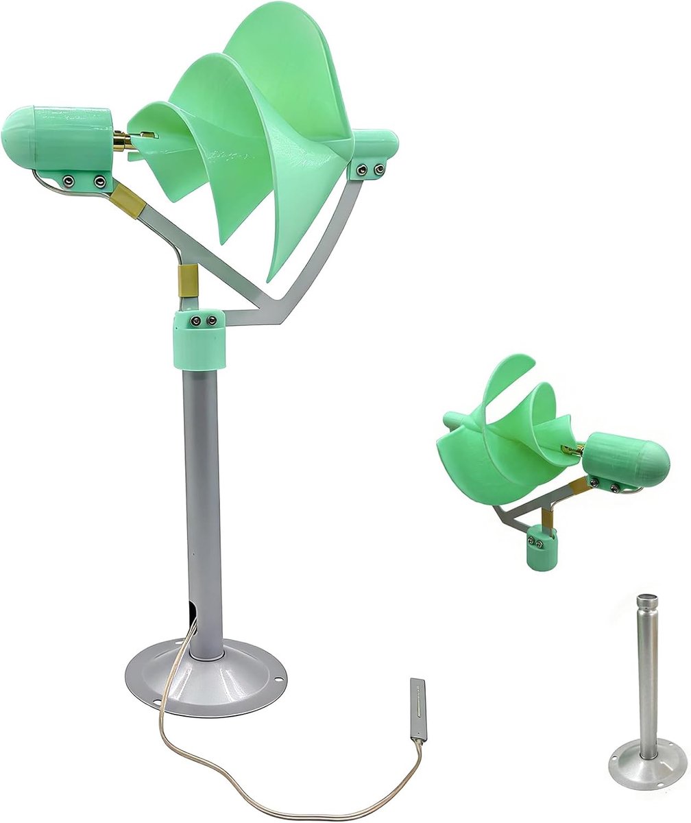 Windturbine Bouwpakket - Mini Windmolen - Onderwijs Project - Spiraalvormige Bladen - 10W 12V - Groen