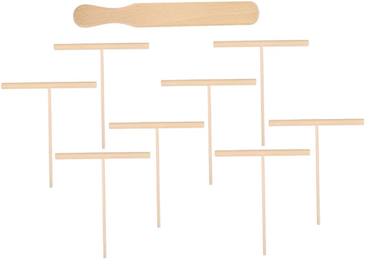 Pannenkoek Spatel Set - Crepe Spreader Keukengereedschap - Ontbijt Maken - Ergonomisch Ontwerp - 29.5x3.8CM - Lichtbruin