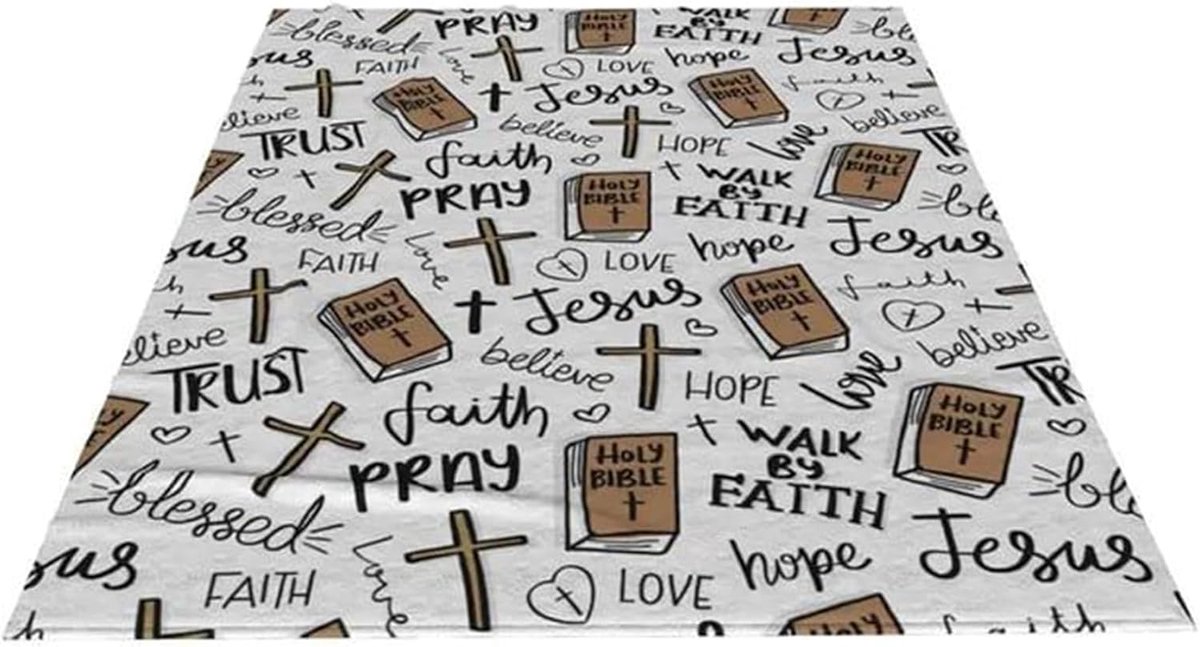 Gebedsdeken - Religieuze mat - Bijbelstudie - Zachte flanellen textuur - 200 x 152 cm - Multicolor