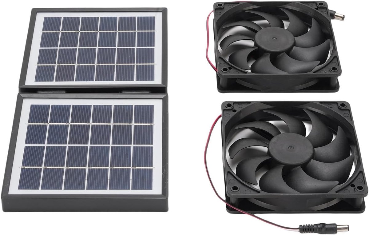 Zonne-afzuigventilator set - Zonnepaneel ventilator - Luchtkwaliteit verbeteren - Dubbel v