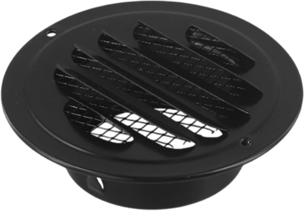 Ronde Zwarte Roestvrijstalen Ventilatie Rooster 80mm - Buitenmuur Afzuiging