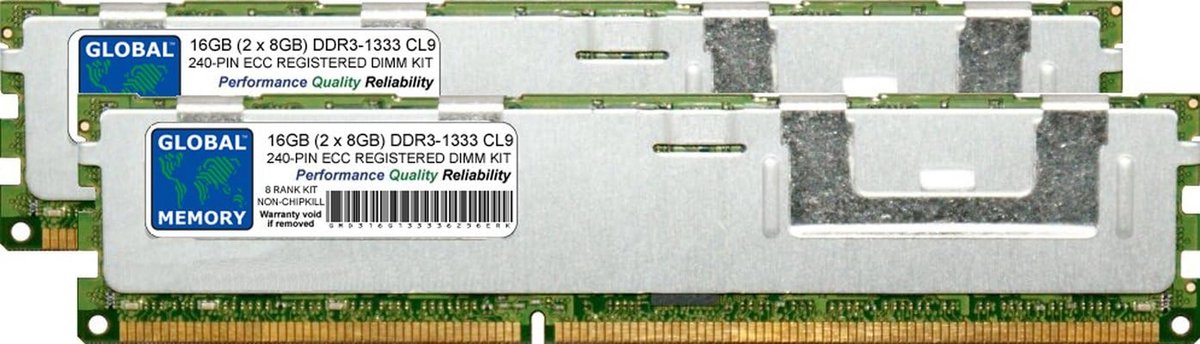 DDR3 RAM Kit - Geheugen Module - Server Upgrade - ECC Registered - 16GB (2x8GB) - Zwart