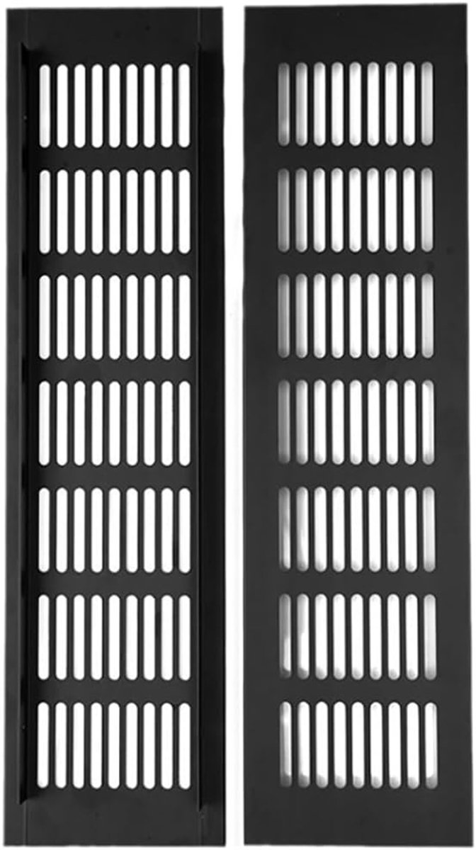Ventilatieafdekkingen - Ventilatieroosters - Kastventilatie - Antiroest en waterdicht - 80 mm breed - Zwart