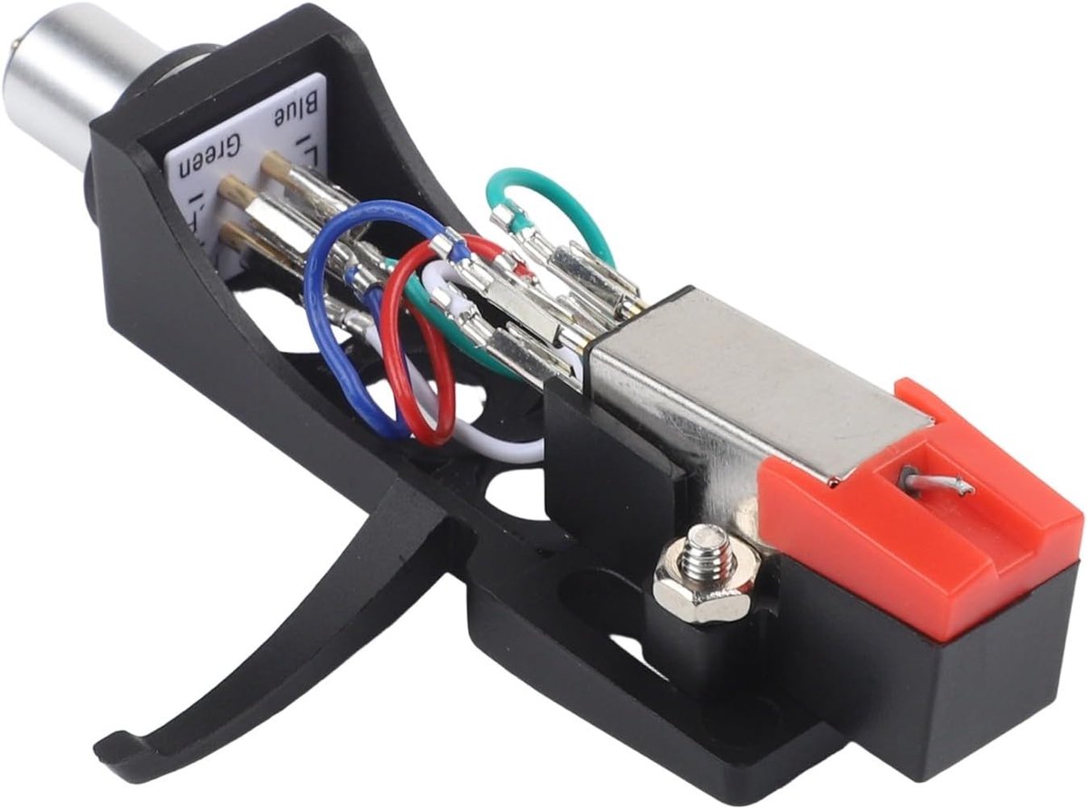 Platenspeler Cartridge - Naald Headshell Set - Muziek Luisteren - Instelbare Draagkracht - 1.5-2g - Zwart Rood