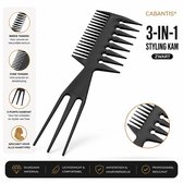 Cabantis® Kapper Kam 3-in-1 – Brede Stylingkam – Anti-Klit – Krullen, Afro & Alle Haartypes – Professioneel & Thuis - Zwart