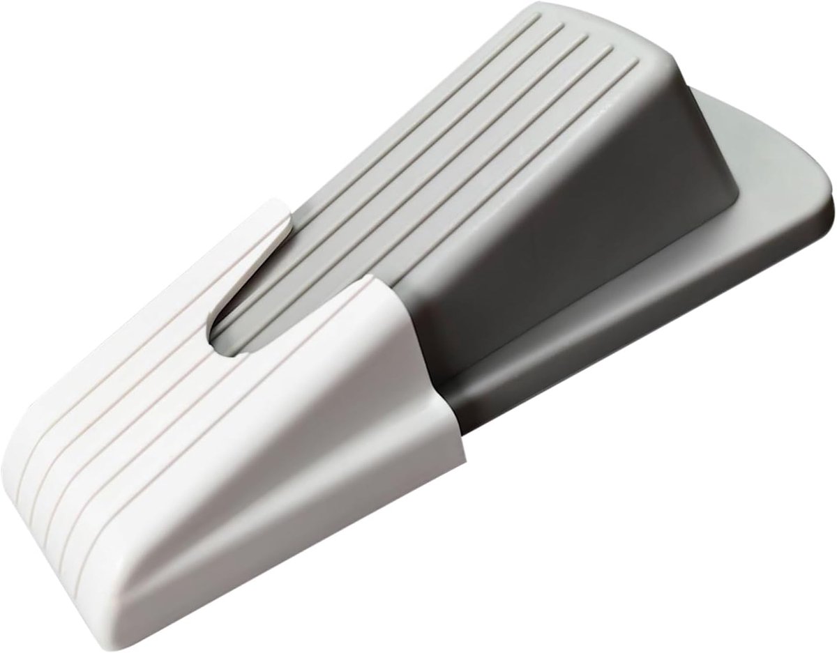 Deurstopper Vloer - Deurwig Deurstop - Deuren Beveiligen - Zonder Boren - 13x6x6 cm - Lichtgrijs