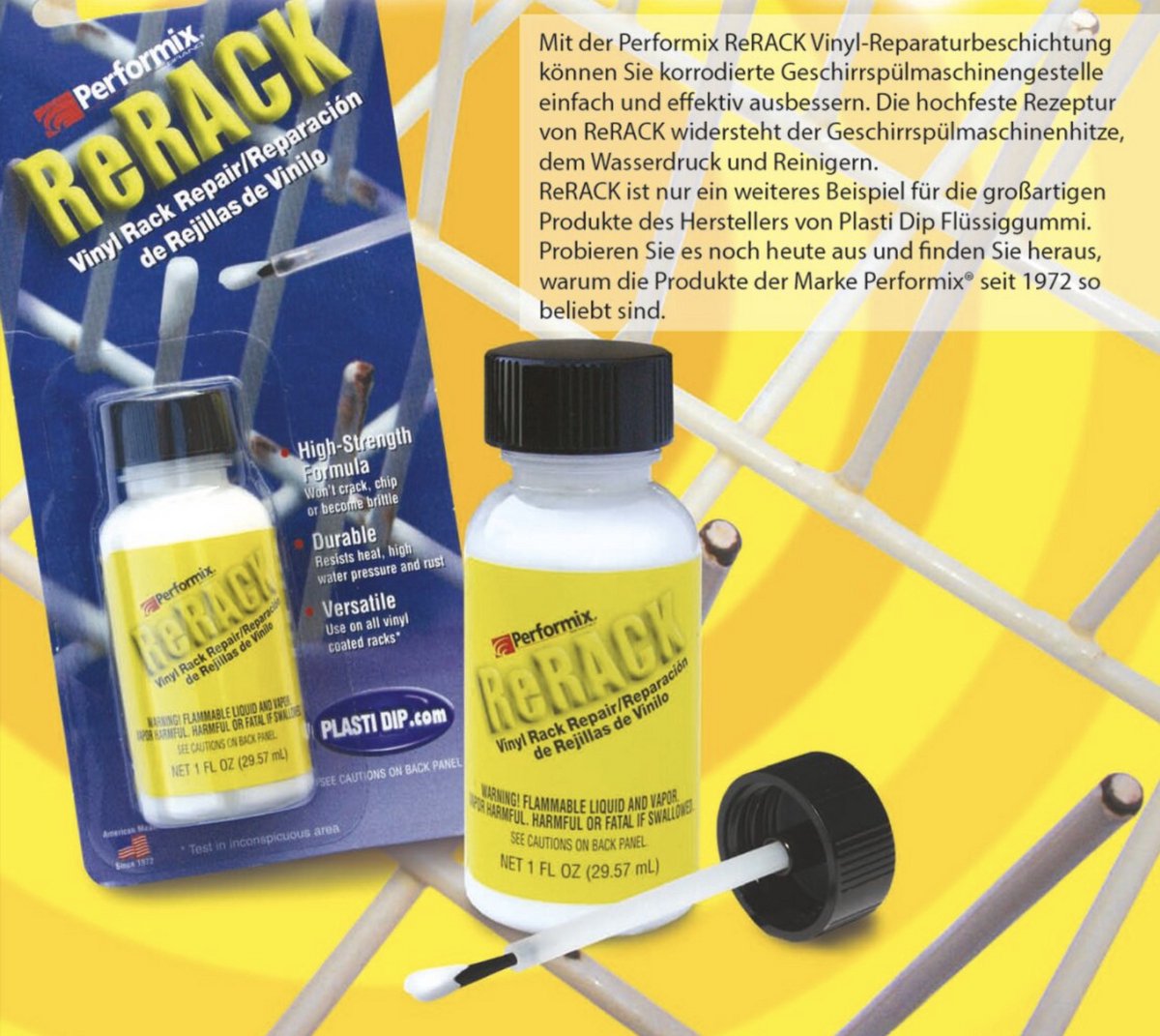Plasti Dip ReRack Grijs 29,7 ml – Reparatiecoating voor Vaatwasserrek – Herstelt Beschadigde Rekken en Voorkomt Roest