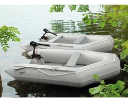 EBERTH opblaasboot met motor, 8 personen, 86 LBS stuwkracht, geen vaarbewijs nodig, visboot met elektrische buitenboordmotor, zitbanken, vaste romp, buitenboordmotor, 2 peddels, pomp, reparatieset, tas