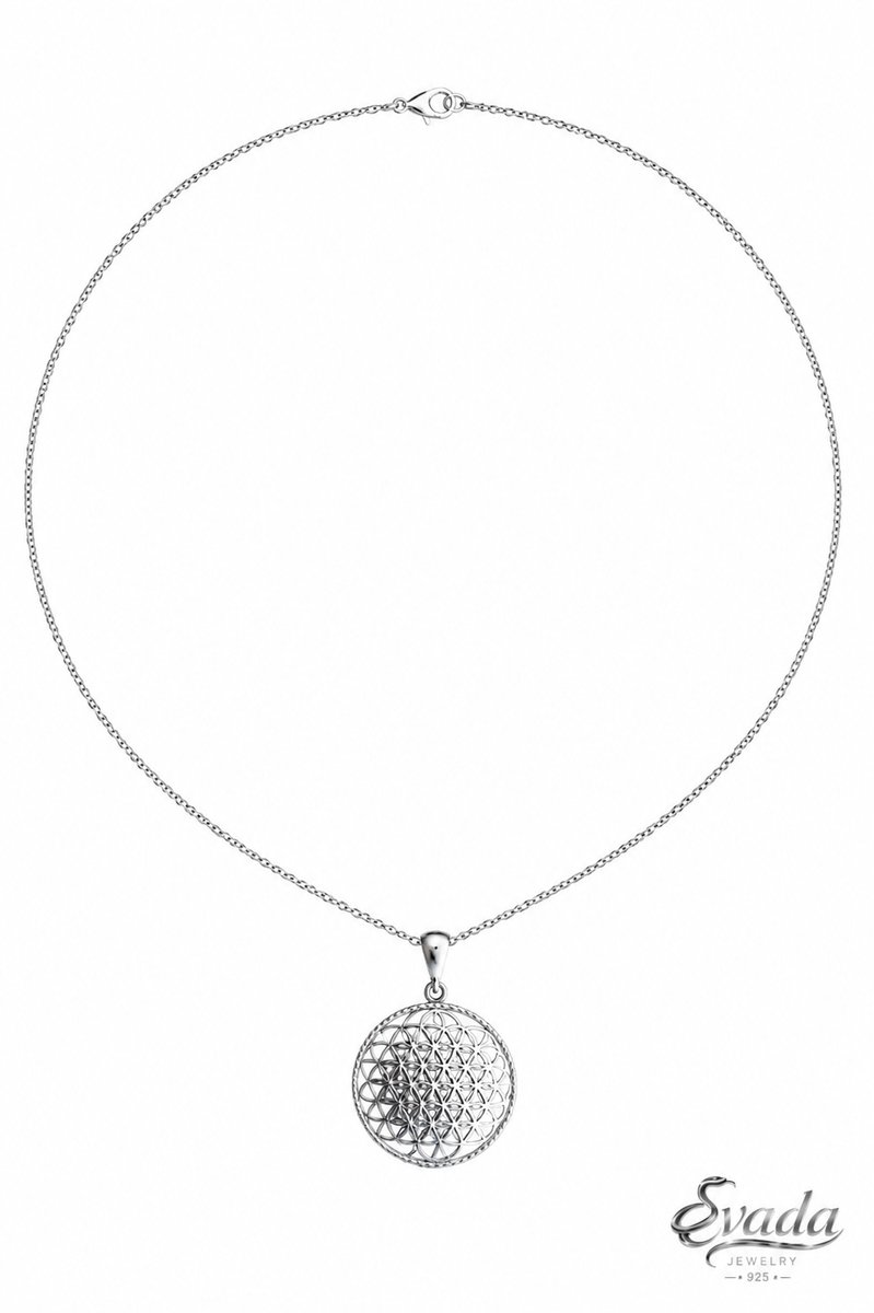 EVADA Jewelry 925 Sterling Zilver Ketting met Hanger – Flower of Life Design – Spirituele Dames Ketting