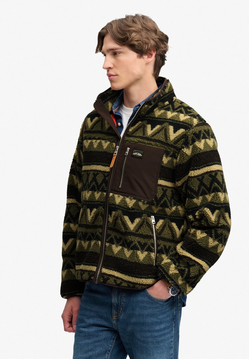 Superdry Jas Abstract Fleece Zip Through M2014576a M5h Snow Peak Mannen Groen