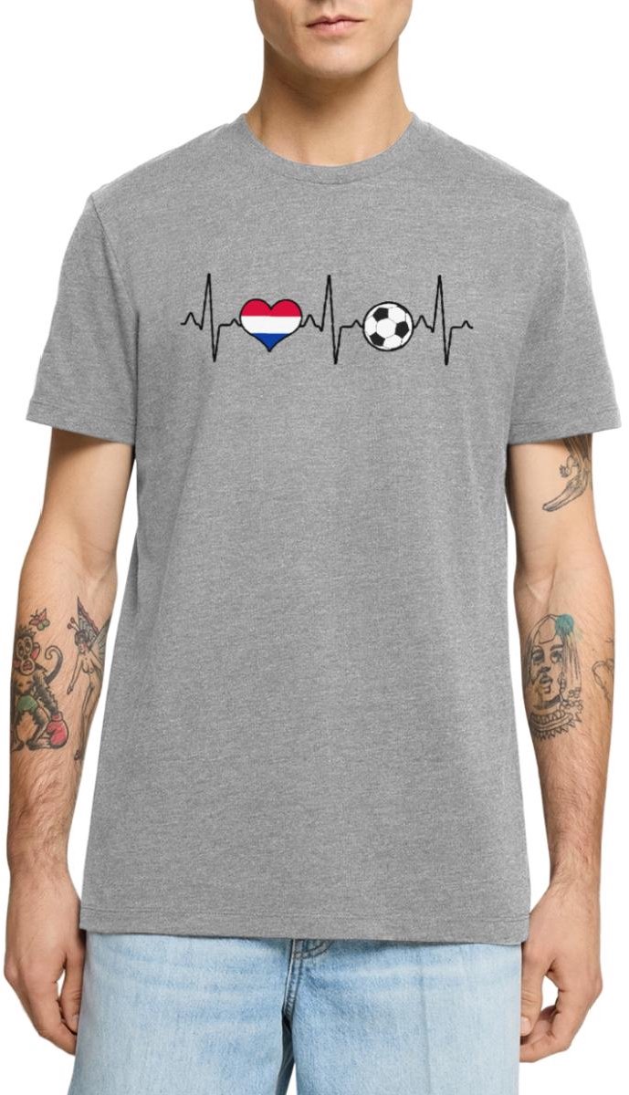 Nederland Voetbal Shirt Voetbal Hartslag Premium T Shirt Heren