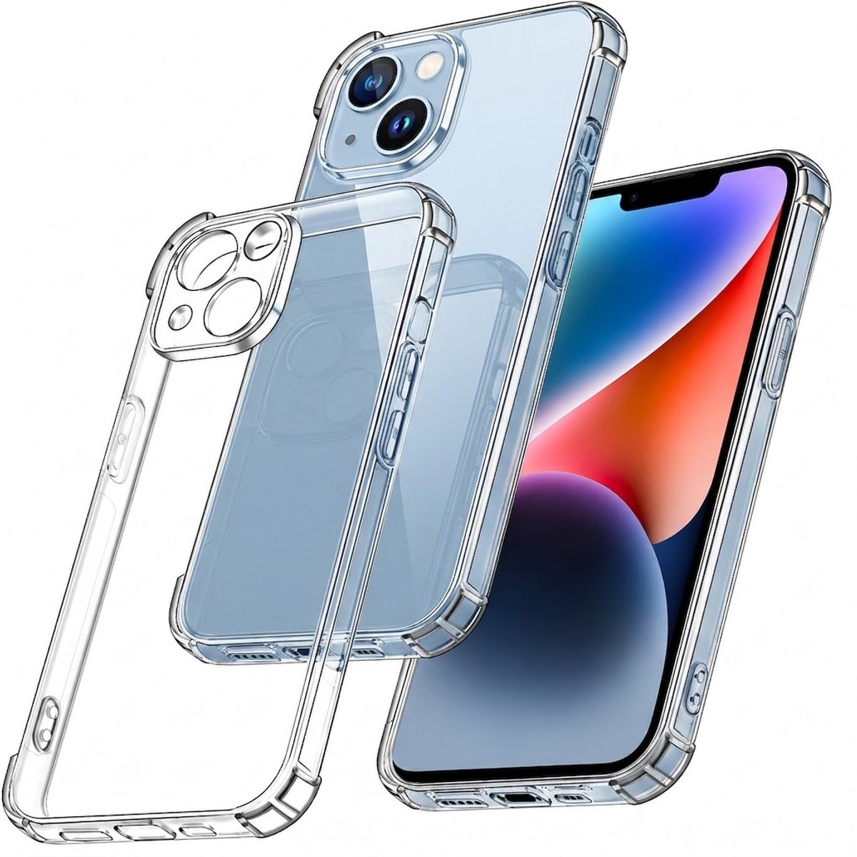 YSONIC Anti Shock Hoesje Geschikt voor Apple iPhone 14 Transparant - Siliconen Shock Back Cover Case