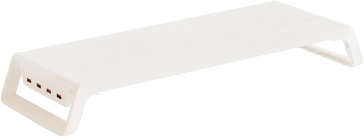 Monitor Stand - Laptop Verhoger - Bureau Organisatie - 4 USB Poorten - 50 x 20 x 7.5 cm - Wit