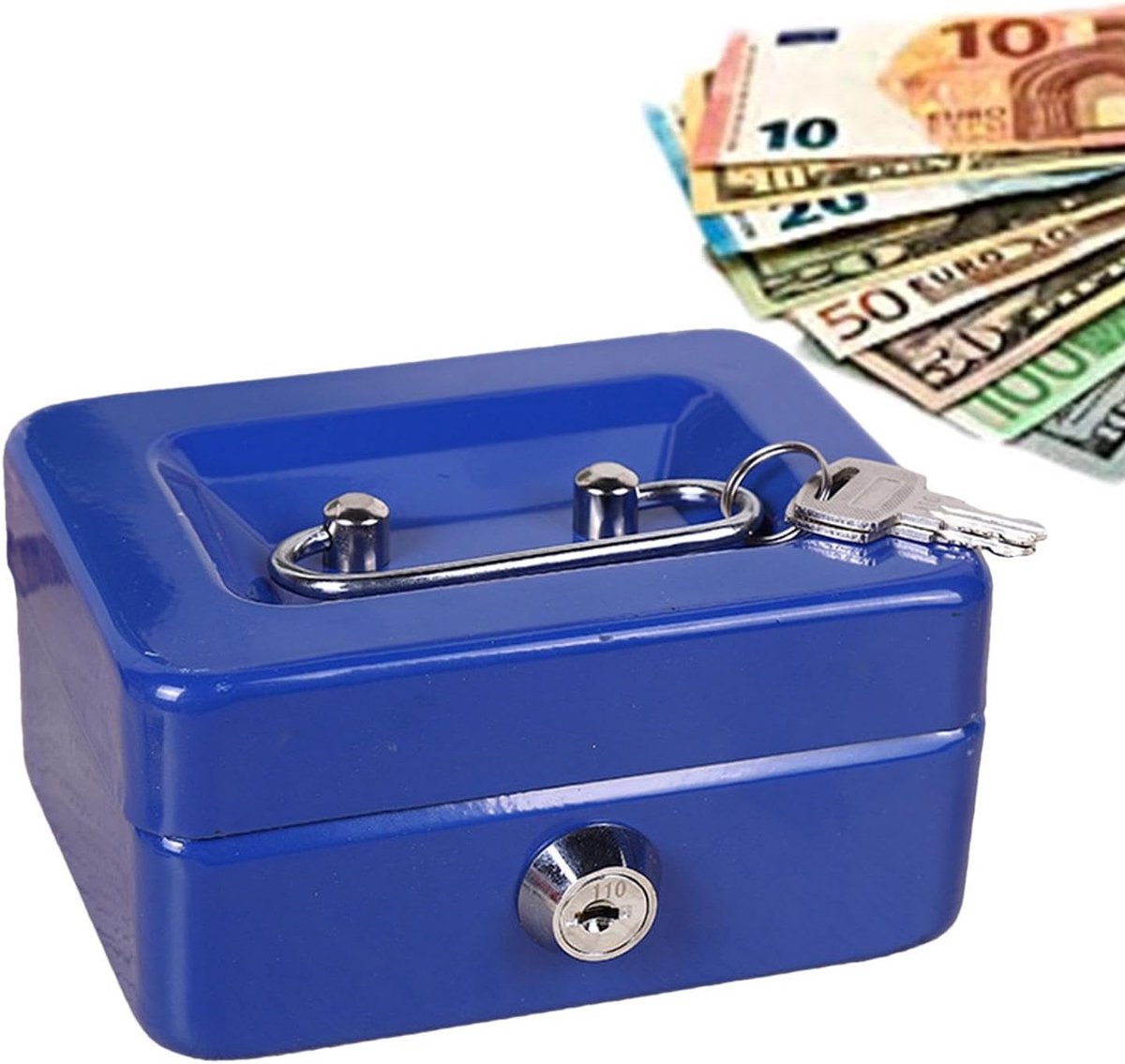 Geldcassette met slot - Kluisdoos kleingeld - Veilig geld bewaren - Robuust sluitmechanisme - 105 x 67 x 67 cm