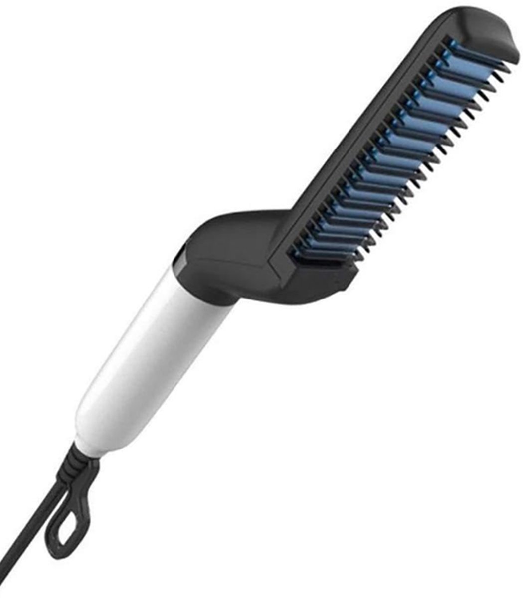 Stijltang voor heren - Stijltang - Kam - Haarstyling apparaten - Baardborstel - Baard stijltang - Haar stijltang - Wit - ABS/Keramiek