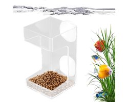 Aquarium Voerbak - Vis Voeder Schotel - Schoon Voeren - Zuignap Bevestiging - 9.5 x 5.4 cm - Transparant