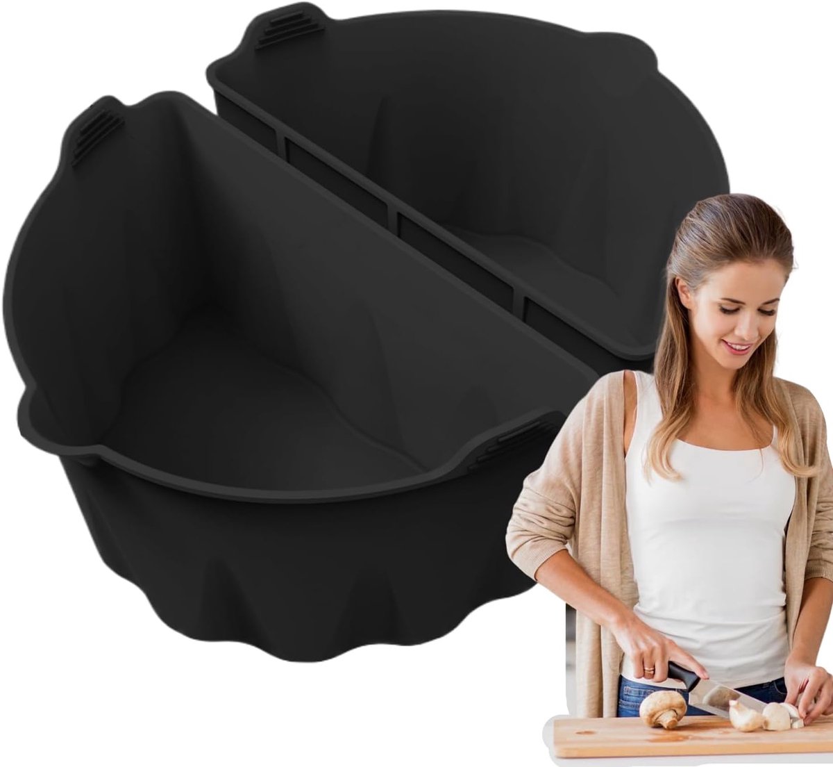 Slowcooker Inzetstukken - Silicone Divider - Gezellig Eten Maken - Smaak Scheider - 6-8 QT - Zwart